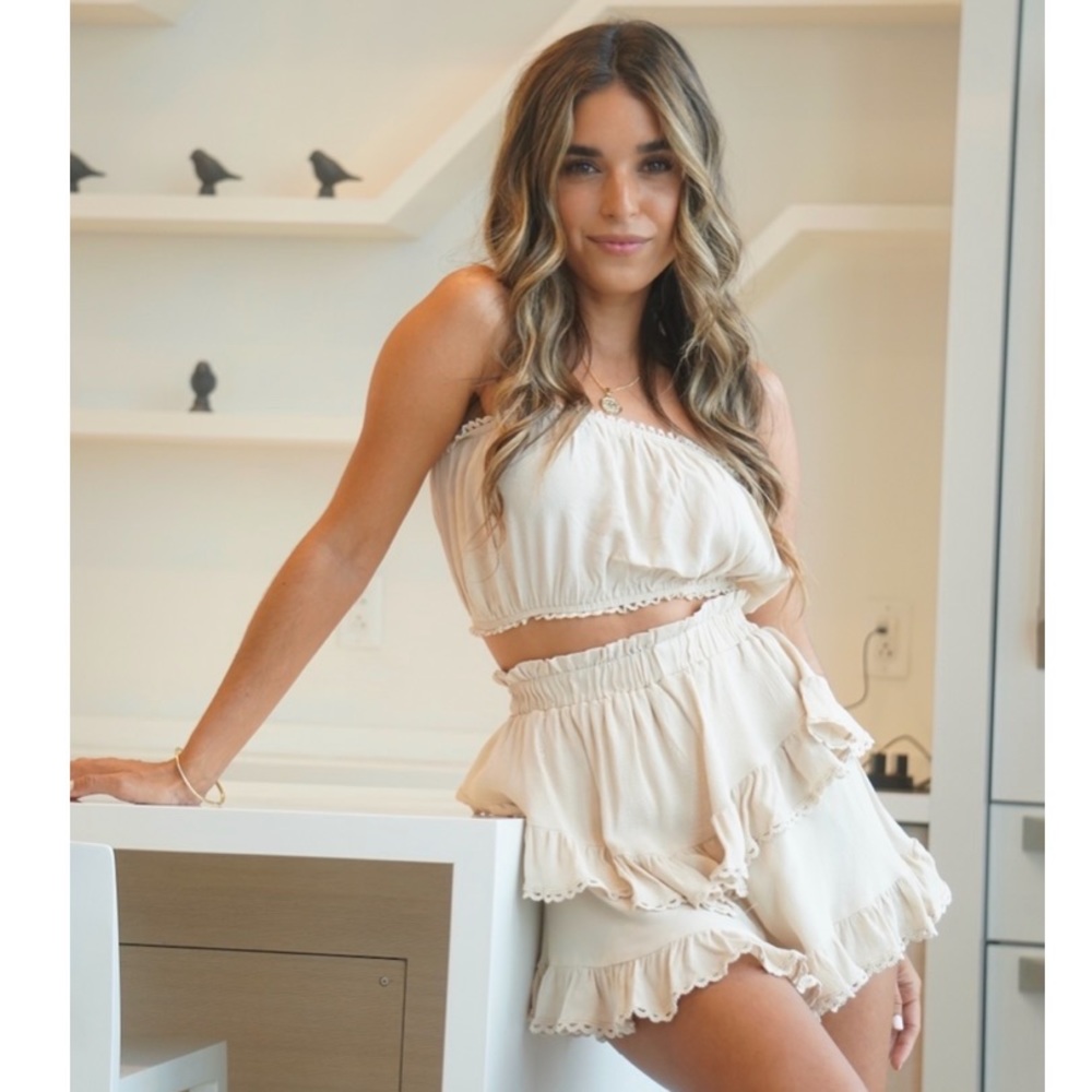 Crop Top & Ruffle Short Set